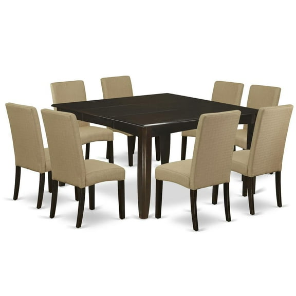 East West Furniture Dining Room Set Cappuccino, PFDR9-CAP-03