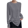 thumbnail image 2 of gbyLJF Womens Lightweight Long Sleeve Shirts Loose Comfy Crewneck Tops Casual Basic Fall T-Shirts, 2 of 5