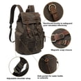 thumbnail image 3 of Mochila HuaChen M32 Vintage de Lona y Cuero 29L Verde Ejército, 3 of 7