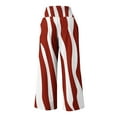 thumbnail image 4 of USNSM Pants for Women High Waisted Elastic Vertical Stripes Print Wide Leg Pants Plus Size Comfy Joggers Sweatpants Red XL, 4 of 4