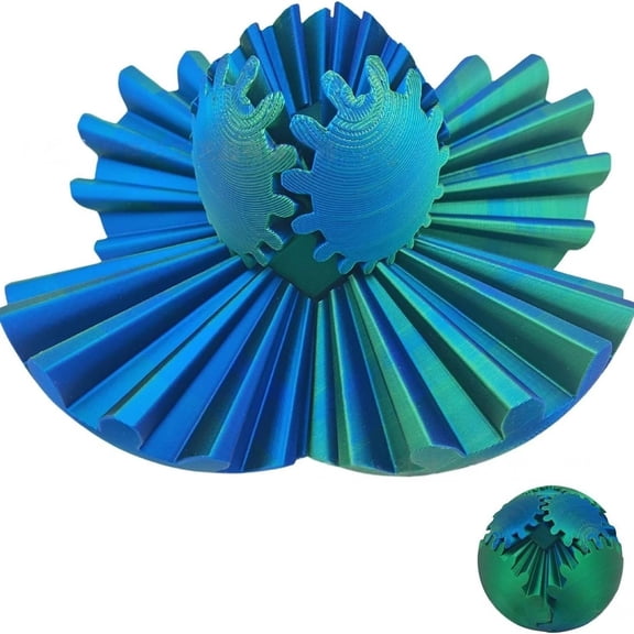 1PC GOLD BLUE 8CM 3D Printed Gear Ball Rotating Cube Fingertip