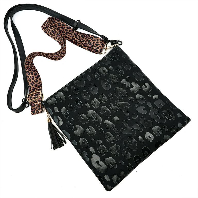 Vegan Leather Sling Bag - Black Leopard – Fountain of Blanks