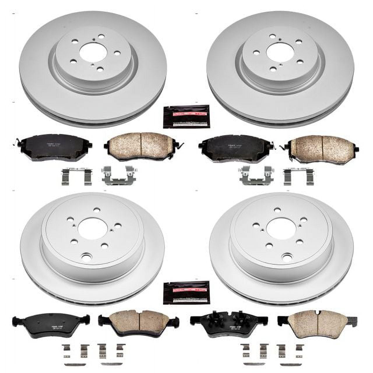 PowerStop Front and Rear Geomet Coated Brake Rotor and Pad Kit Fits: SUBARU Select Models CRK5830