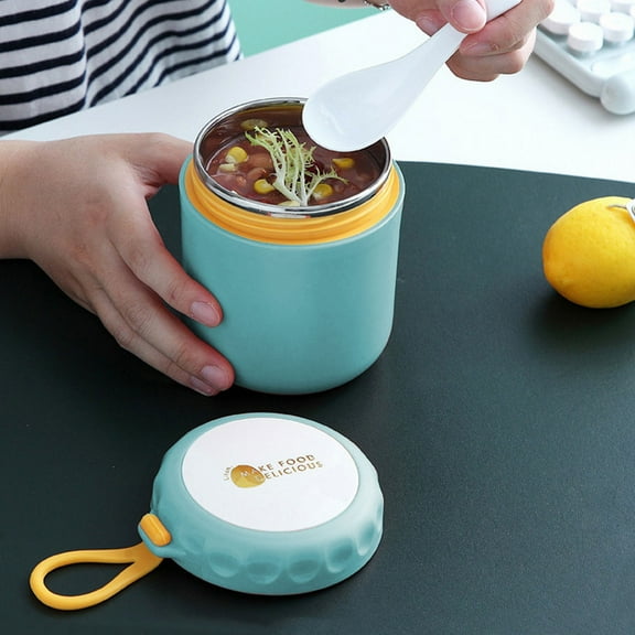 Mini Insulation Bucket Small Lunch Box Office Worker With Soup Cup Portable Breakfast Cup Sealed Porridge Cup With Lid/ Mini Thermos Small Lunch Box Green A