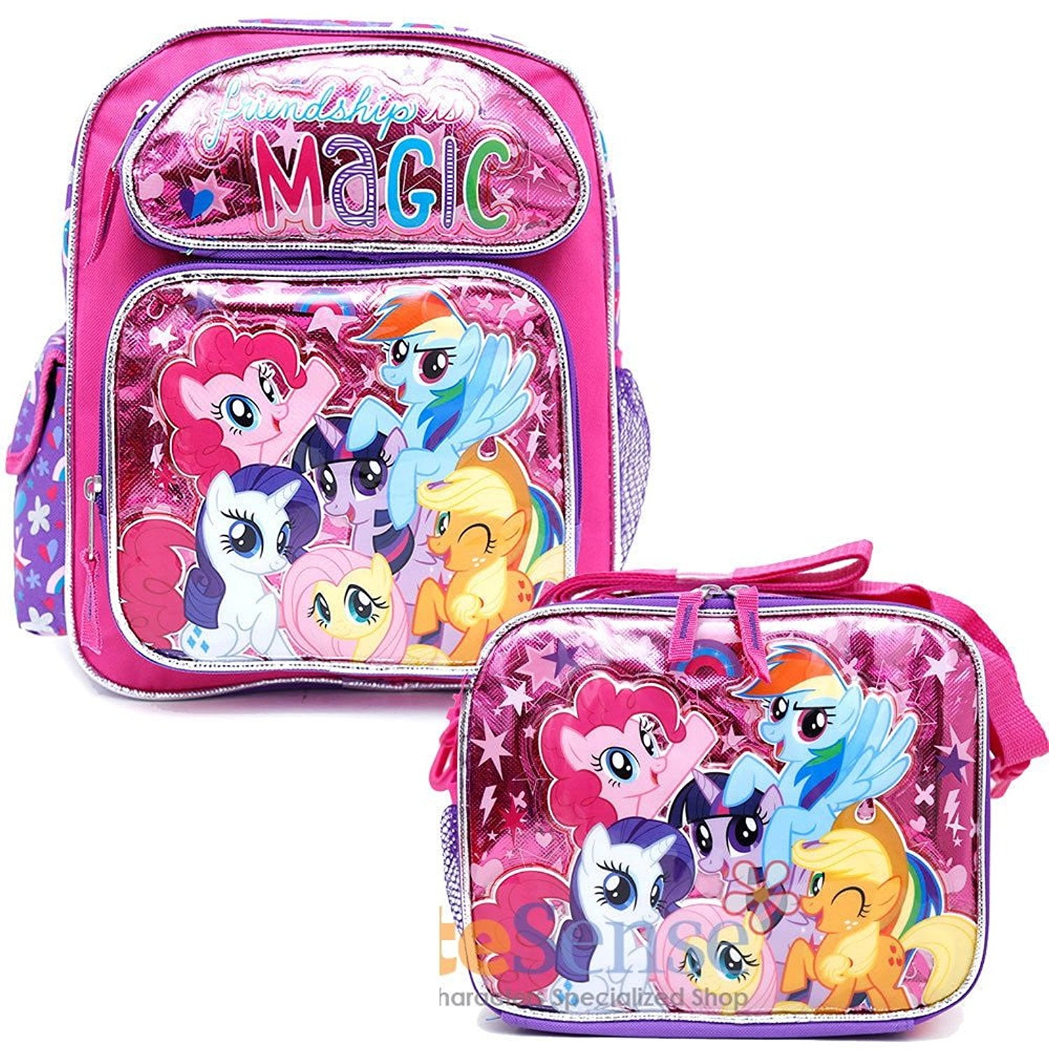 My Little Pony 16 School Backpack Lunch Bag 2pc Girls Bag Set Magic Friends Forever