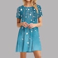 thumbnail image 1 of Offre à Durée Limitée Iumwxz Robes à Col Rond à Manches Courtes pour Femmes Tendance Ligne A Décontractée Plissée Robe Courte Robe à Motif Floral Robes Longues pour Femmes Robes Confortables pour Cadeaux des Fêtes, 1 of 7