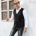 thumbnail image 5 of JASGOOD Men's Suit Vest Vintage Suede Leather Western Cowboy Waistcoat Black, 5 of 8