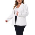 thumbnail image 4 of Agnes Orinda Women's Plus Size Blazer Button Down Collarless Long Sleeve Business Casual Jacket with Pockets 4X White, 4 of 6