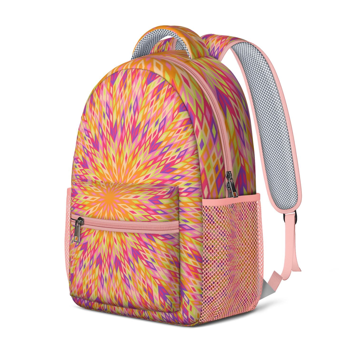 Emotional Psychedelic Backpack - Stylish Waterproof Daypack with Ergonomic Spinal Support, Vibrant Geometric Abstract Design for Teens & Adults