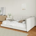 thumbnail image 5 of Harper & Bright Designs Modern Corner Daybed, Upholstered Queen Size Daybed Sofa Bed with USB Ports, Linen Tufted Platform Bed Frame with L-Shape Headboard for Bedroom, Beige, 5 of 14