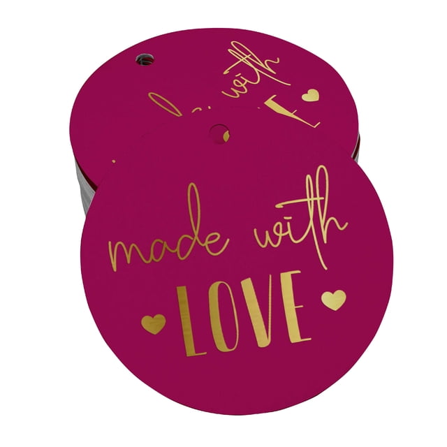 Inkdotpot Real Gold Foil Made With Love Text Tags Favor Hang Paper Tags 100 Pieces