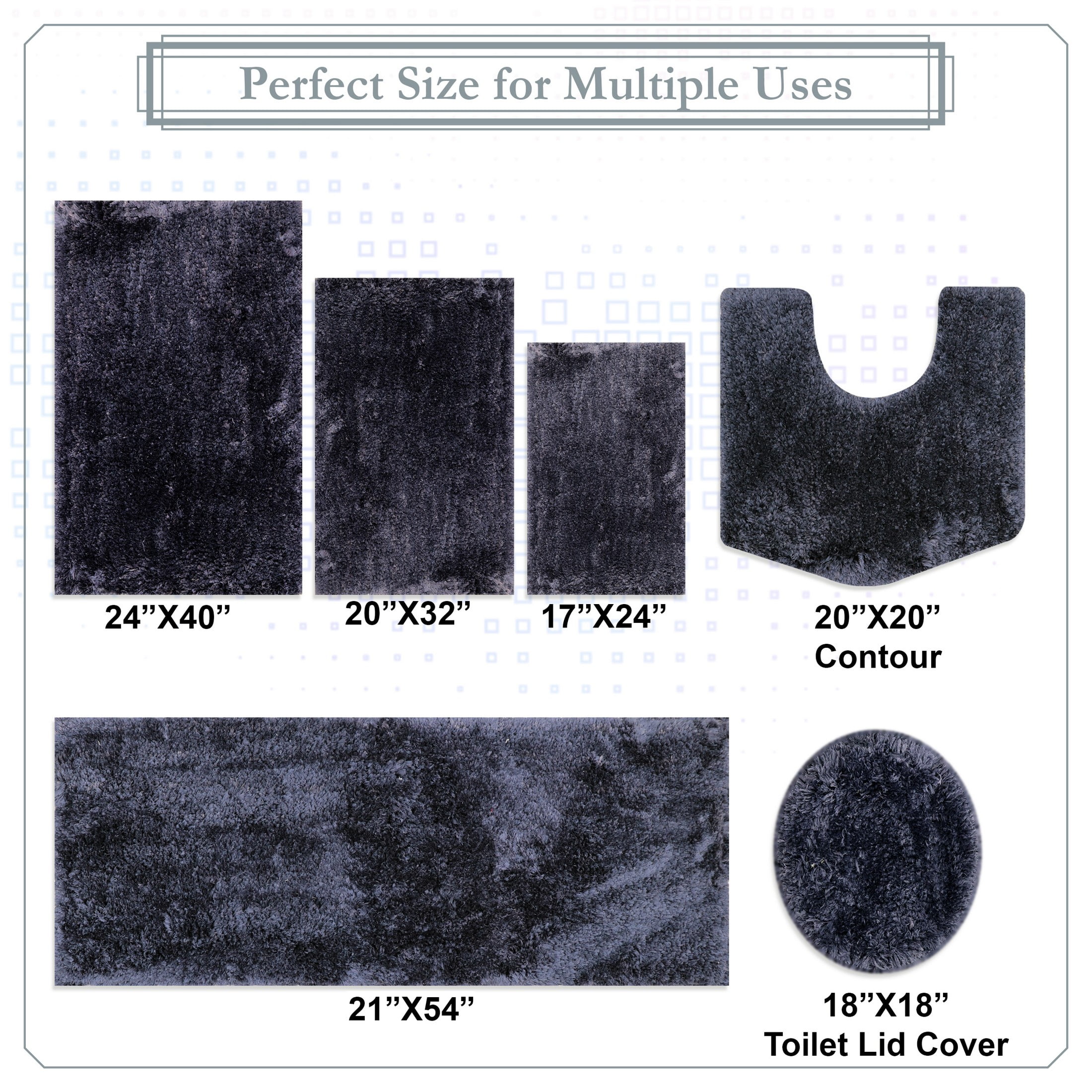 Elegance Bathroom Rugs Sets 2 Piece- Plush Bath Mat Set Quick-Dry Soft Microfiber Bathroom Mat with Rubber Backing, Absorbent Bathroom Rug Set, Washable Bath Rugs - Bath Mats 17x24 + 20x32 Navy
