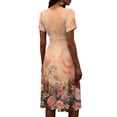 thumbnail image 6 of Minjewel Women's Floral V-Neck Short Sleeve Print Shift Mini Dress - Summer Casual Beach Outfit, Loose Flowy Party Dress, Comfy Vacation Top,Pink,S, 6 of 6