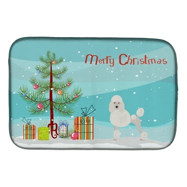 Carolines Treasures CK3478DDM Miniature Poodle Christmas Tree Dish Drying Mat 14 x 21" multicolor