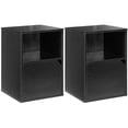 thumbnail image 1 of Gymax Ensemble de 2 Tables de Nuit Tables d'Appoint Bout de Canapé Armoire de Rangement Étagère Salon Noir, 1 of 9