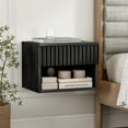 thumbnail image 3 of Joyyskill Floating Nightstand with Drawer Set of 2, Small Wall Mounted Bedside End Table, Modern Fluted Night Stand, Black, 3 of 7