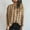 Khaki, variant on Women's Plaid Knit Cardigan Zip Up Round Neck Sweater Jacket Casual Fall Winter Outerwear Khaki Women Top