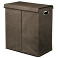 thumbnail image 6 of mDesign Divided Laundry Hamper Basket with Lid, Chrome Handles, Espresso Brown, 6 of 6