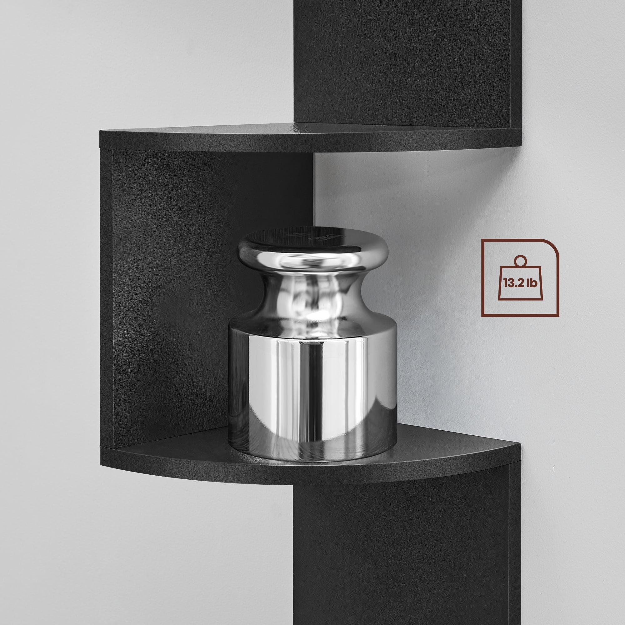Corner Shelf Wall Mount 5-Tier Floating Corner Bookshelf Plant Shelf for Bedroom Living Room Bathroom Home Office Ink Black