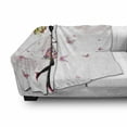thumbnail image 3 of Feminine Soft Flannel Fleece Blanket, Girl with Floral Umbrella and Dress Walking with Butterflies Inspirational Art, Cozy Plush for Indoor and Outdoor Use, 70" x 90", Black and Pink, by Ambesonne, 3 of 6