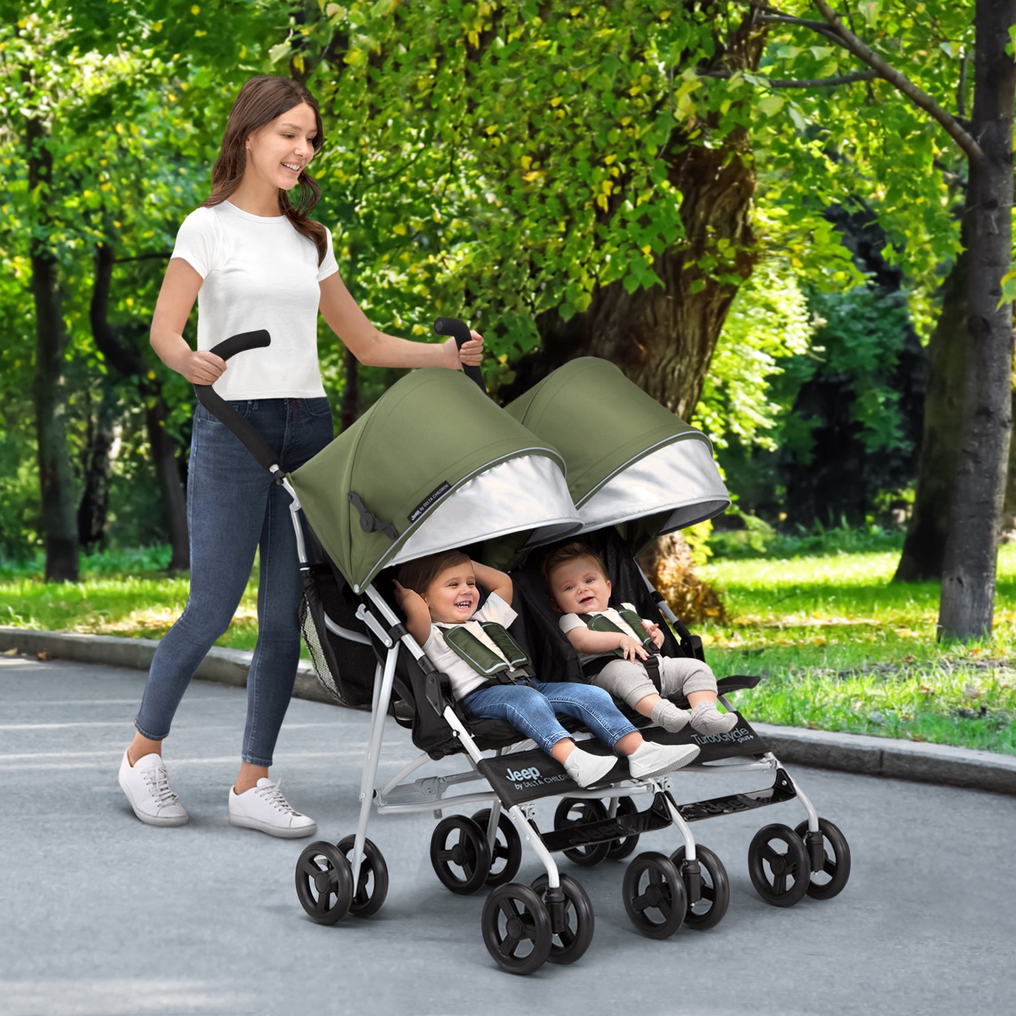 jeep double stroller green