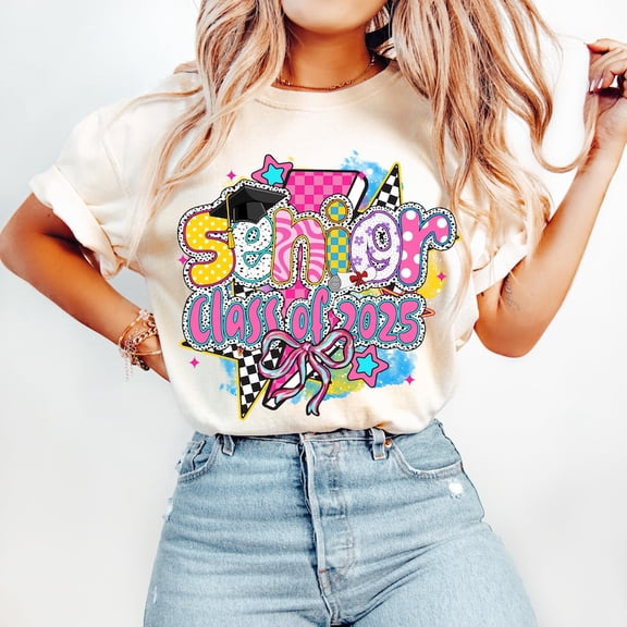Senior 2025 Graduation T-Shirt, Preppy Class of 2025 Tee, Coquette Senior Shirt, High School Brushstroke Tee