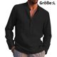 thumbnail image 1 of 1 camisa de lino con cuello en V, color negro., 1 of 4