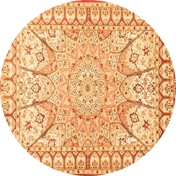 Ahgly Company Indoor Round Medallion Orange Traditional Area Rugs, 6' Round