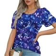 thumbnail image 4 of Floral Printed Tops For Women Cute Summer Vacation Tops For Women 100 Percent Cotton V Neck T Shirts Women Plus Size Plus Size Blouses For Women 3X 3/4 Sleeve, 4 of 5