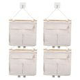 thumbnail image 1 of Bolsa de almacenamiento para colgar en la pared, 4 unidades, para colgar sobre la puerta, organizador para colgar en la pared, para archivadores, tela de lino y algodón impermeable, para sala de, 1 of 6