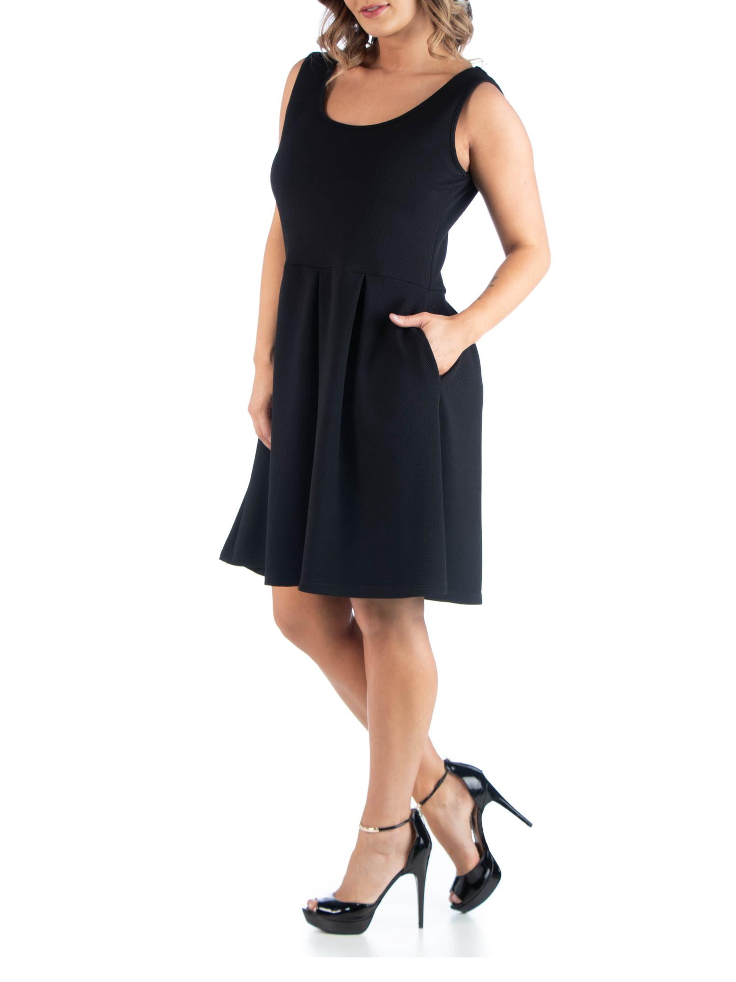 24/7 Comfort Apparel Women's Plus Size Sleeveless Dress with Pockets
