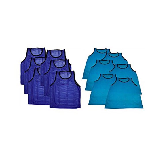 Bluedot Trading Soccer Training Vests/Pinnies (12 Pack), Youth, Light Blue/Dark Blue