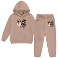 thumbnail image 4 of LRen Toddler Girl Sweatsuit Set 4t Cute Bowknot Print Crew Neck Long Sleeve Warm Sweatsuit Pullover Tops and Pants Casual Fall Kids 2pcs Outfits, 4 of 6