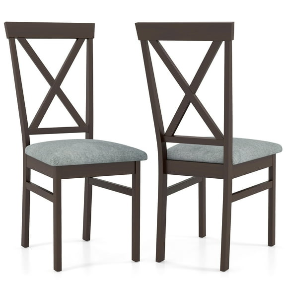 Gymax Modern Dining Chairs Set of 2 w/ Rubber Wood Frame Hollowed Backrest for Kitchen