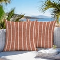 thumbnail image 3 of Brick Red Striped Outdoor Pillow Covers 16x16 Inch Throw Pillow Covers Set of 2 Waterproof Decorative Pillow Cases Vintage Rustic Simple Vertical Line Texture Cushion Covers for Patio Garden Couch, 3 of 8