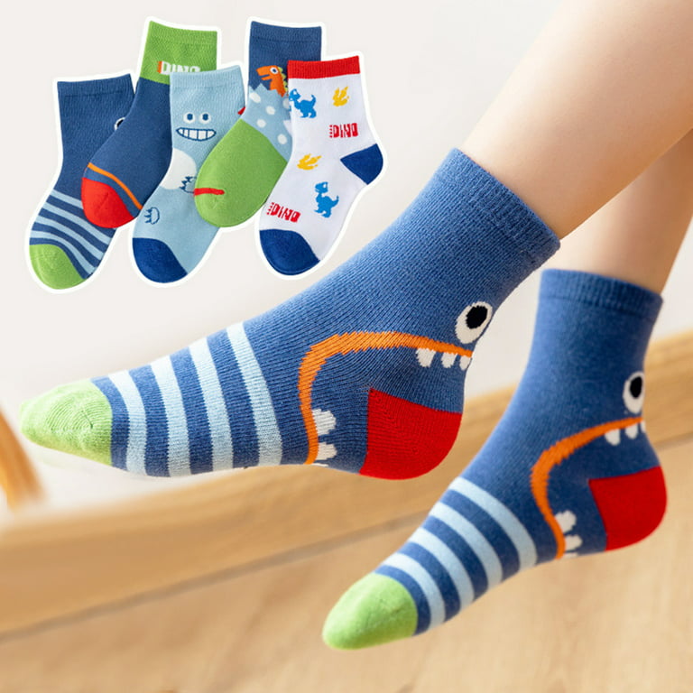 ASEIDFNSA Non Slippery Socks for Boys Boys Socks Size Large Toddler Kids  Baby Boys 5Pairs Cartoon Non Slip Crew Socks Cotton Spring Autumn Slipper  Socks 
