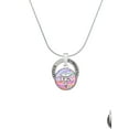 thumbnail image 2 of Delight Jewelry Silvertone Domed Multi Color OTA Gymnastics Ring Charm Necklace, 18", 2 of 4