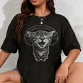 thumbnail image 1 of Playera de Mujer 100% Algodón con Audífonos y Gato Divertido - Diseño Grunge Y2K, 1 of 7