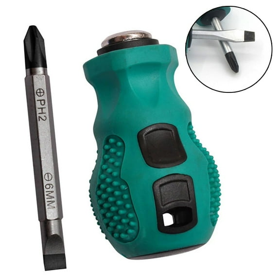 Stubby Double Head Screwdriver Cross Slotted Magnetic Repair Tool (68)