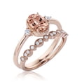 thumbnail image 3 of Beautiful Boho And hippie 1.85 Carat Oval Cut Morganite And Diamond Moissanite Engagement Ring, Wedding Ring, One Matching Band in 925 Sterling Silver With 18k Rose Gold Plating Romanic Gift For Her, 3 of 3
