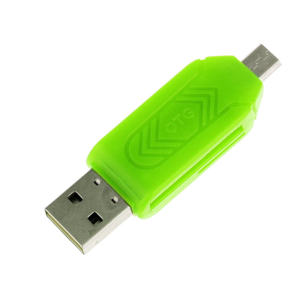 2 in 1 Micro USB 2.0 OTG Adapter Micro SD TF Card Reader For PC Samsung Green