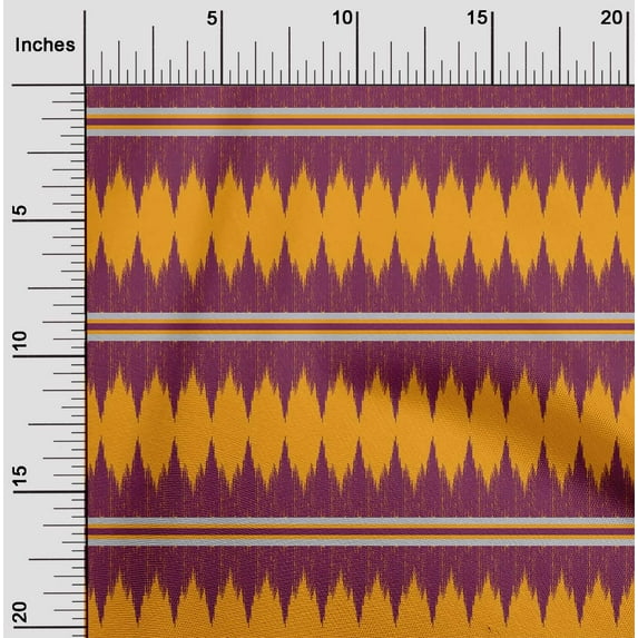 oneOone Viscose Chiffon Fabric Brush Stroke & Stripe Ikat Printed Fabric 1 Yard 42 Inch Wide