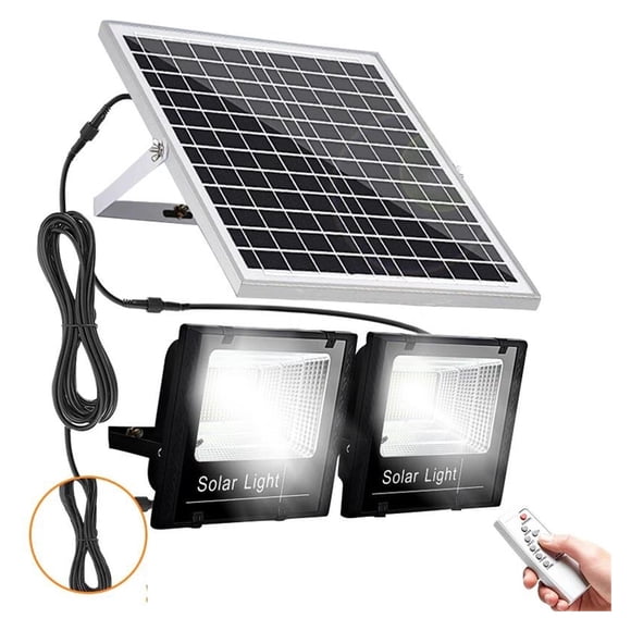 2 Head Outdoor Solar Spotlights Aluminum Waterproof Super Bright Solar Street Flood Wall Light With Remote Exterior Solar Lights ,Multi-Mode Selection