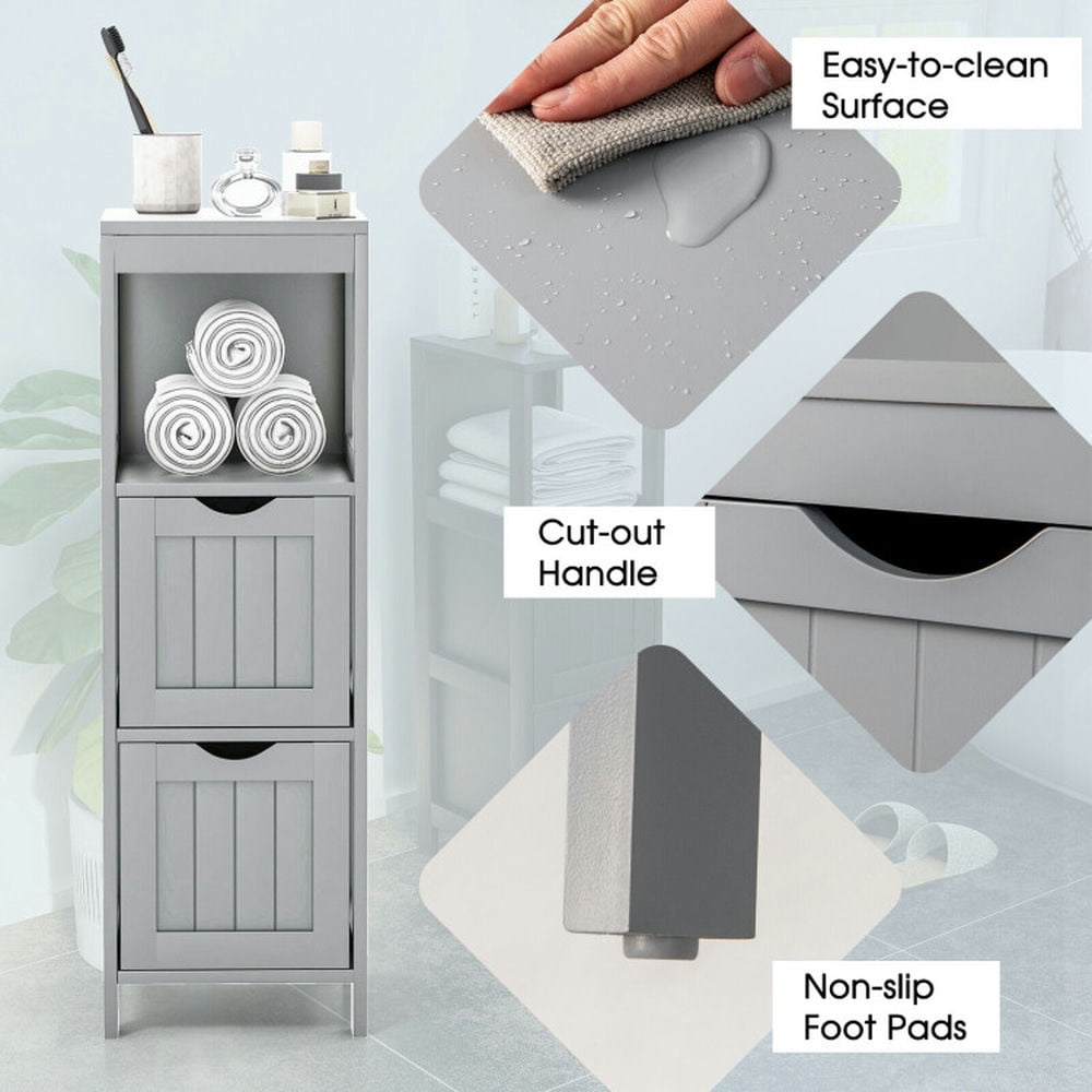 Finihen Bathroom Storage Cabinet, Bathroom Floor Cabinet, Wooden Bathroom Floor Cabinet with Removable Drawers, for Bathroom, Living Room, Bedroom, Kitchen, Gray Finihen Bathroom Storage Cabinet, Bathroom Floor Cabinet, Wooden Bathroom Floor Cabinet with Removable Drawers, for Bathroom, Living Room, Bedroom, Kitchen, Gray