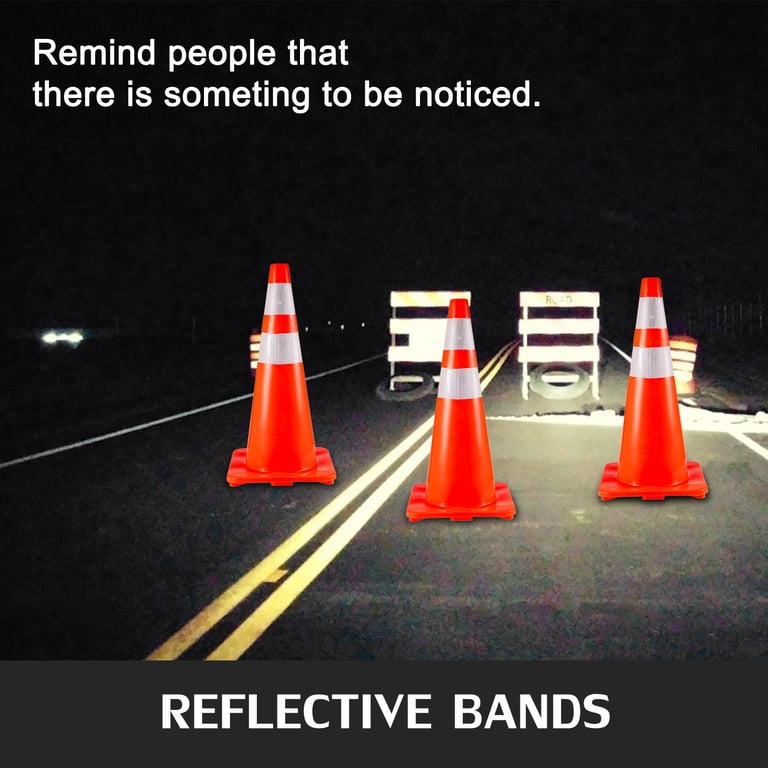 Traffic Cones – 28 Inch 6-Pack Pylon Cones With Reflective Collars, Heavy-Duty PVC, Weighted Black Base, For Parking Lots, Driveways, And Construction Zones (Orange)