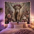 thumbnail image 2 of Highland Cow Within a Rose and Greenery Frame, Dreamy Rustic for Animal Lovers, Botanical Wall Art, Mother'S Day Gift, Tapestry Wall Hanging for Bedroom and Living Room, 2 of 7