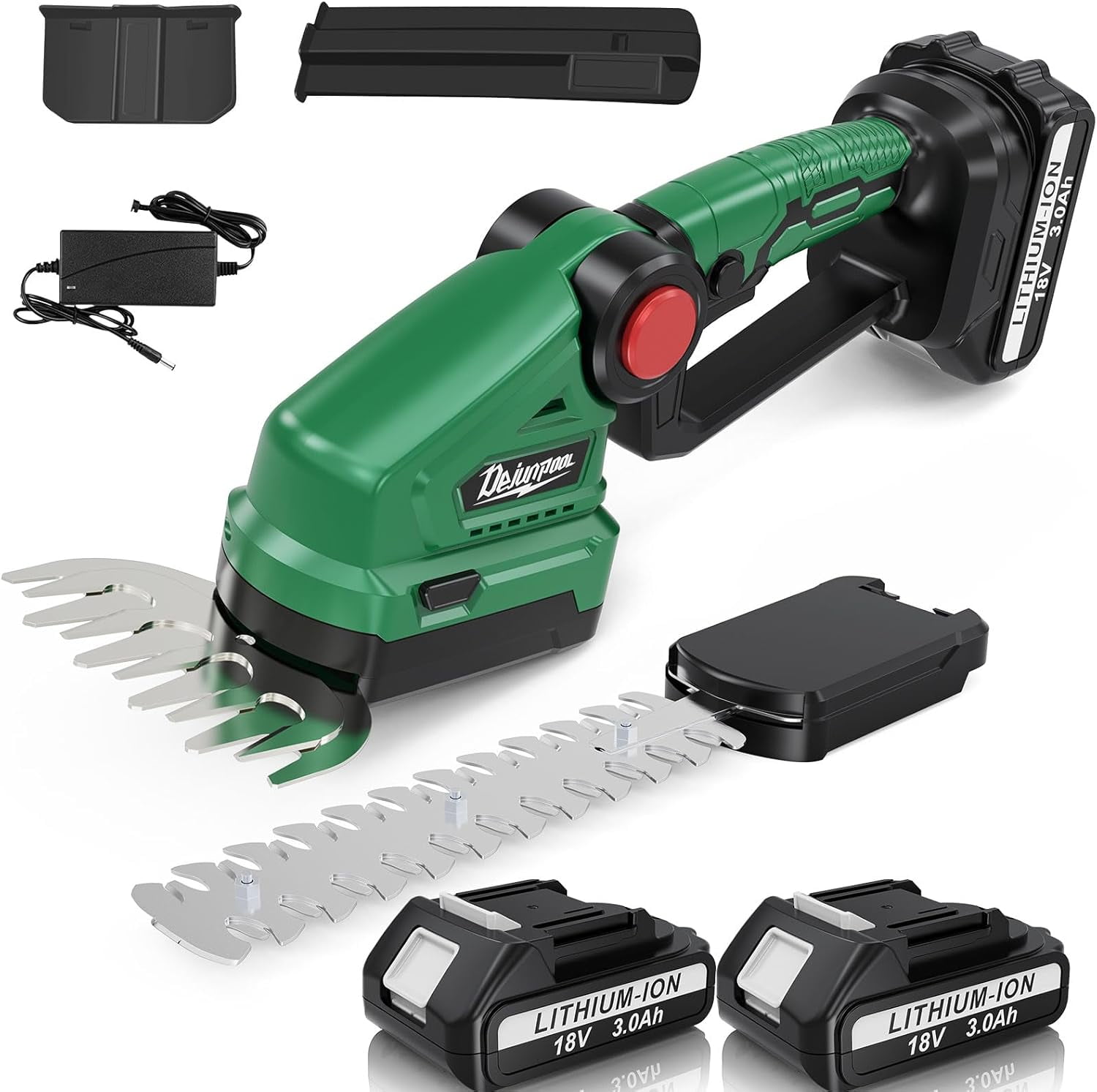 Cordless Hedge Trimmer with 2x 3.0Ah Batteries, Quick Charge Electric Grass Shears for Garden Lawn
