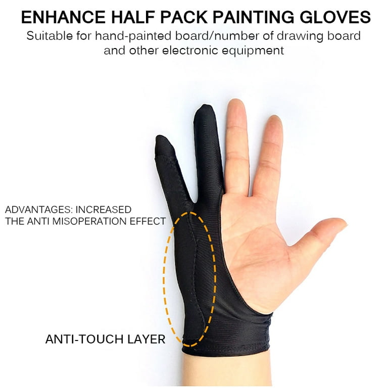 FONKEN Palm Rejection Painting Gloves Flexible 2-Finger Universal Stylus  Pen Drawing Glove Anti Mistouch Tablet