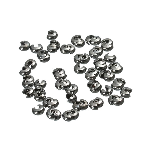 KAKOWELY Perles de Positionnement en Vrac 300 Pcs Accessoire de Fer DIY Perles de Cuivre Perles de Positionnement Perles à Sertir (Noir-Gun)0.18"X0.18"X0.2"