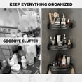 thumbnail image 5 of 3 Tier Corner Shower Caddy with Suction Cups - No Drill Bathroom Organizer Shelf, Gray ABS-Triangle Storage Rack with Hooks for Shampoo, Soap, Towels - Rustproof Caddy, Black, 5 of 5